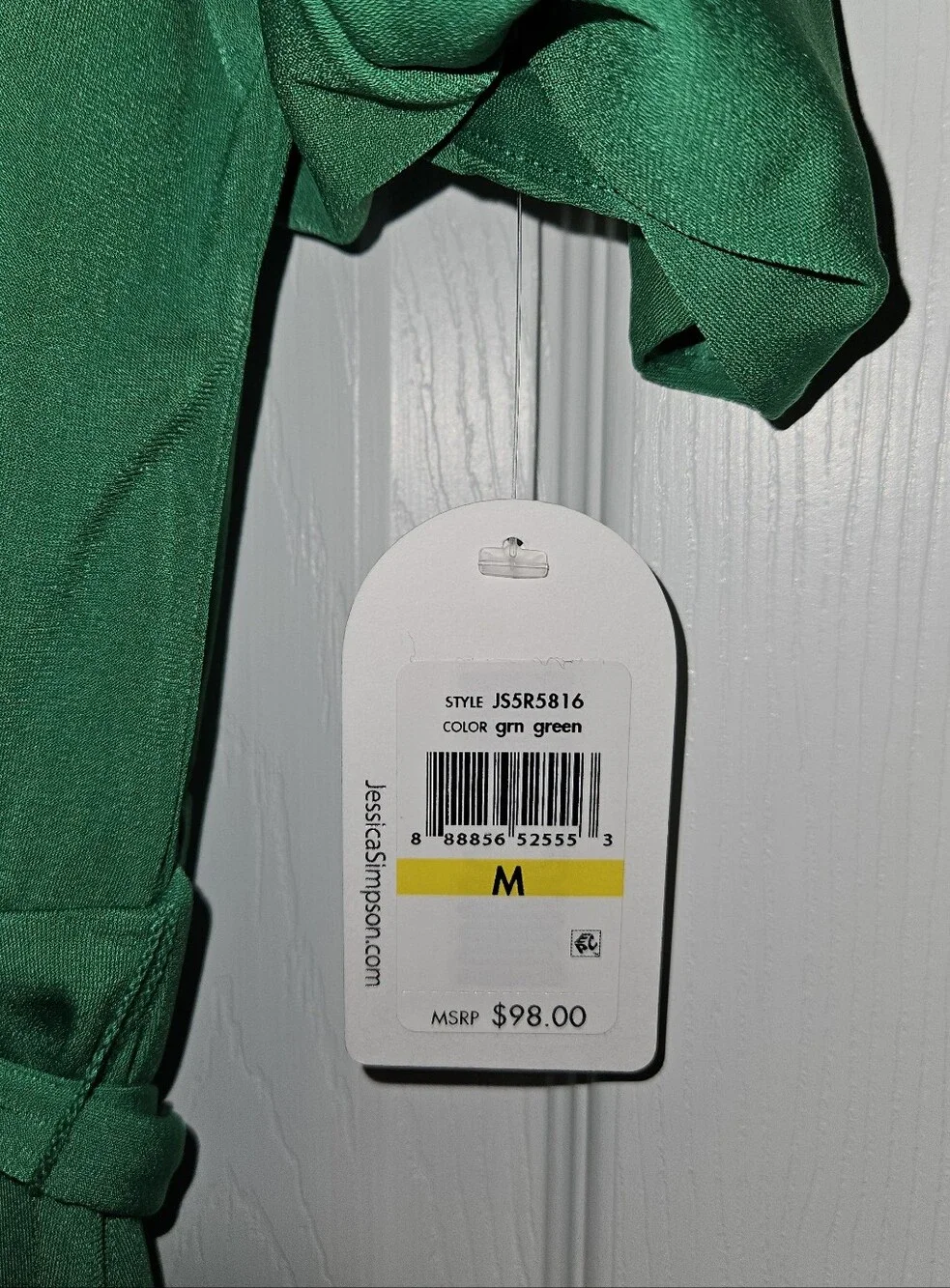 Jessica Simpson Emerald Green Wrap V-Neck Above Knee Dress 3/4 Sleeve M